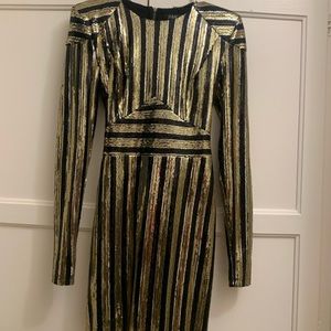 Revolve Zhivago Black and Gold Sequin Cocktail Dress